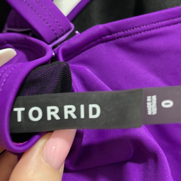 Torrid Purple lace-up underwire swimsuit - Picture 5 of 7